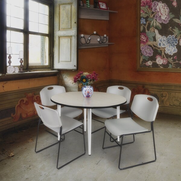 Regency Kahlo Round Table & Chair Sets, 48 W, 48 L, 29 H, Wood, Metal, Polypropylene Top, Maple TPL48RNDPLCM44GY - main